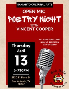 Open Mic Poetry Night at San Anto Cultural Arts!